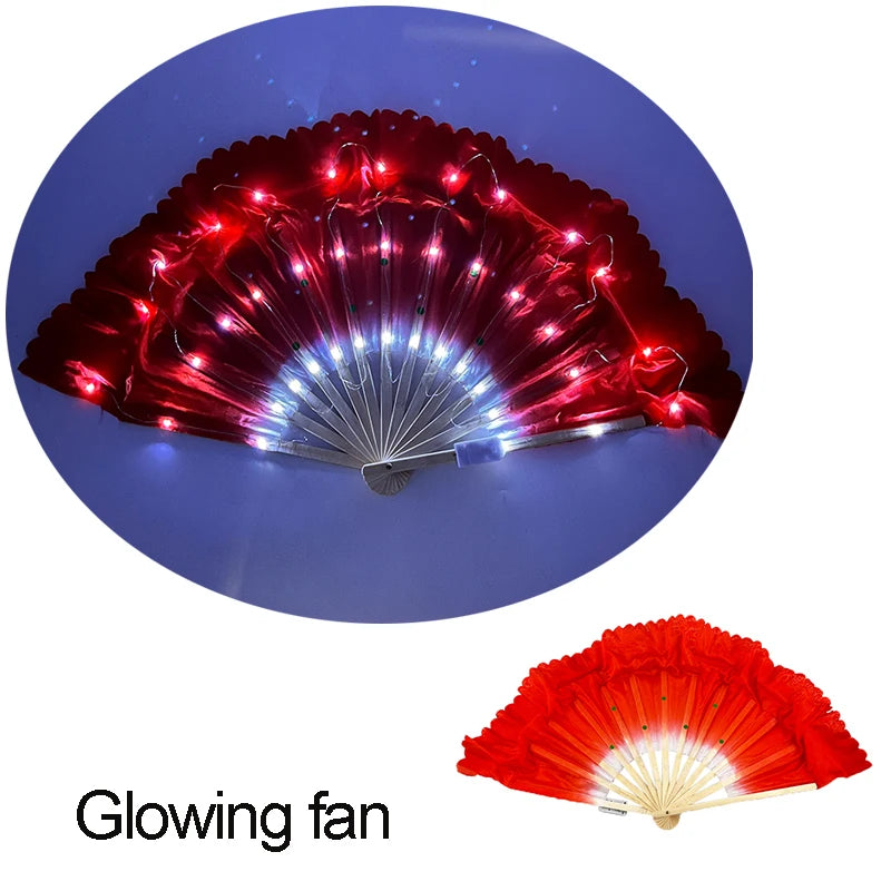 Holiday Carnival party lighting supplies  LED neon light rave fan  folding luminous fan wedding hand fan glowing in the party