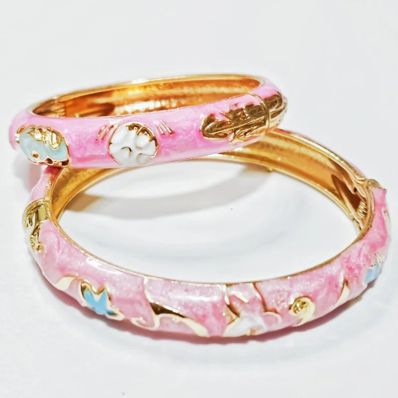 Wholesale 12 pcs （6 sets）Vintage mixed style enamel pattern alloy Mixed Adults and children bracelet