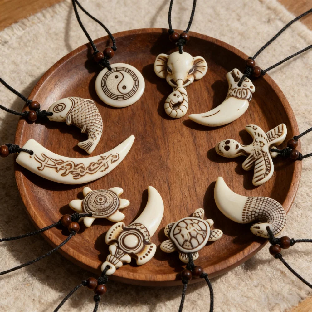 6/10/12Pcs/Lot Fashion Vintage Simple Turtle Tai Ji Fish Adjustable Necklaces For Men Women Rope Chain Jewelry Accessories Gifts