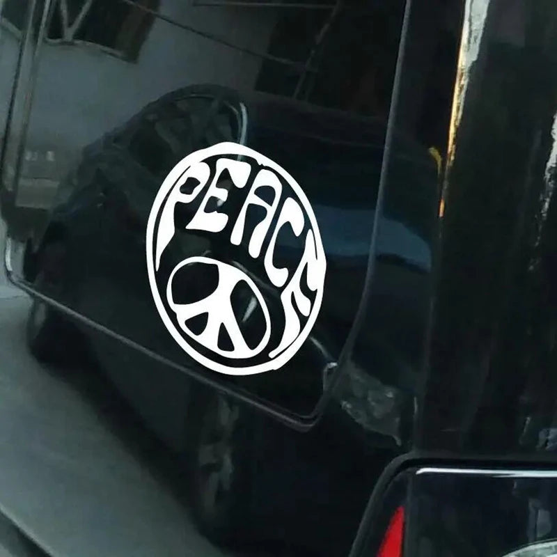 Peace Circle Sticker Love Peace Car Sticker Decal 4.5" * 4.5" (black / Silver White / Yellow / Red )