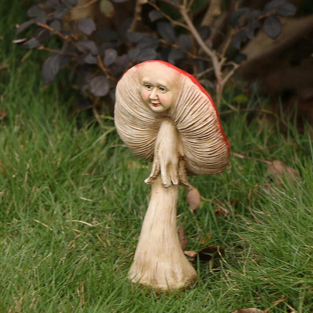 Facial Genie Mushroom Outdoor Sculpture Garden Ornament Accessories Courtyard, Lawn and Gardening