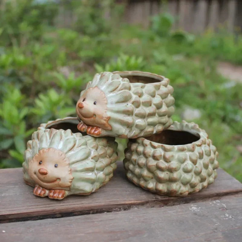 Hedgehog-shaped Ceramic Kiln Glaze Planter (1pc) - Garden Succulent Pot, Cute Bonsai Flower Pot, Decoration