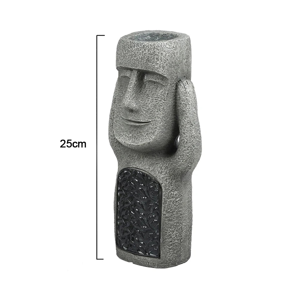 See Hear Speak No Evil Garden Easter Island Statues Creative Resin Sculpture Outdoor Decoration Home Vase Statue Decor Figurine