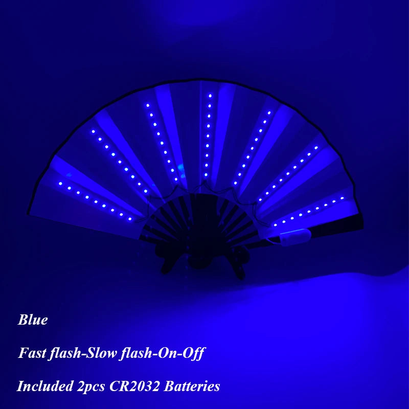 Holiday Carnival party lighting supplies  LED neon light rave fan  folding luminous fan wedding hand fan glowing in the party