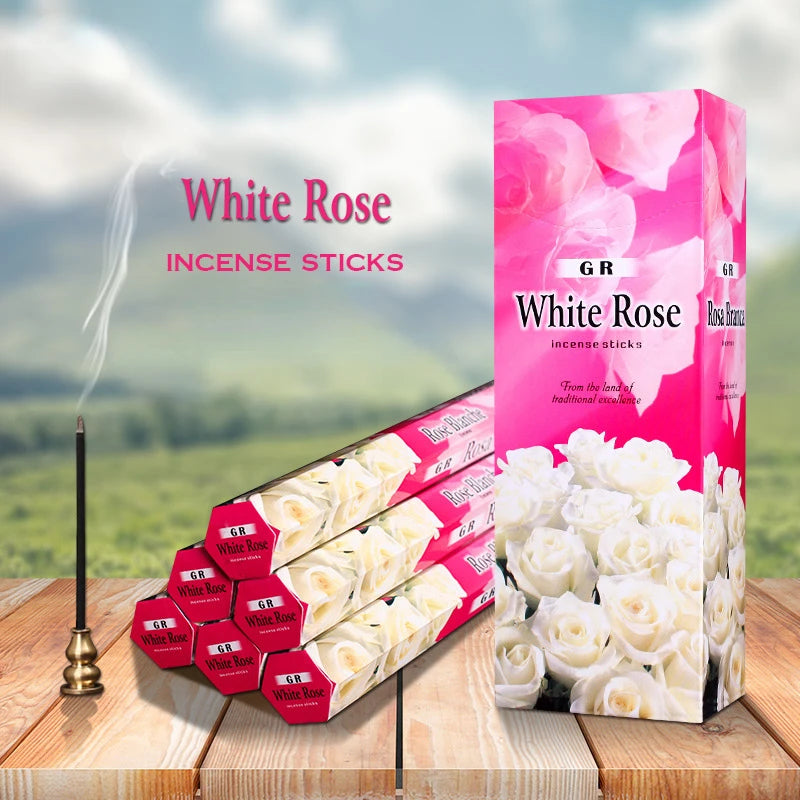 Y 120 Sticks Indian Incense White Rose Meditation Yoga Bedroom Household Incense Hotel Purifying Air Deodorization Aromatherapy