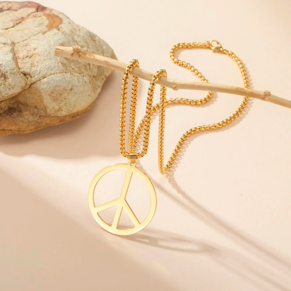 Peace Necklace Peace Sign Symbol Pendant Necklace Chain Necklace for Hippie Party Dressing Accessories Jewelry for Women Men