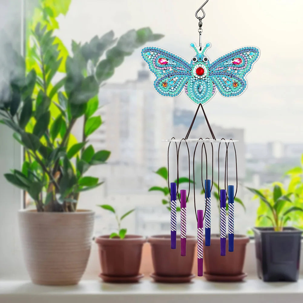 Acrylic Wind Chime Bell Pendant Diamond Painting Wind Chimes Special Shape DIY Rhinestones Wind Chime Kit for Home Garden Window
