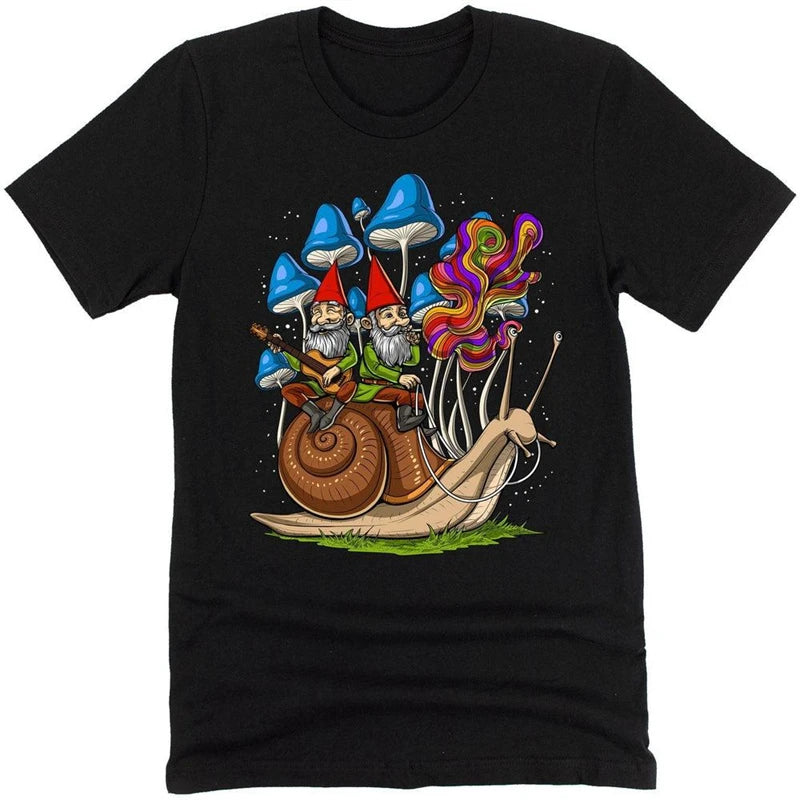 Fantasy Mushrooms Hippie Men T-shirt Solid Simple Print Graphic Short Sleeve T-shirts Alien Dwarf Print Summer Funny Tee Top