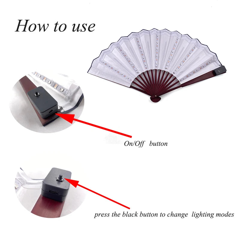 Holiday Carnival party lighting supplies  LED neon light rave fan  folding luminous fan wedding hand fan glowing in the party