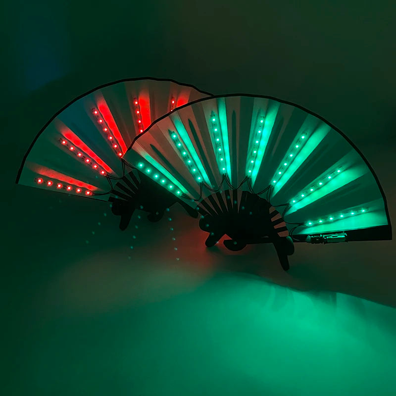Holiday Carnival party lighting supplies  LED neon light rave fan  folding luminous fan wedding hand fan glowing in the party