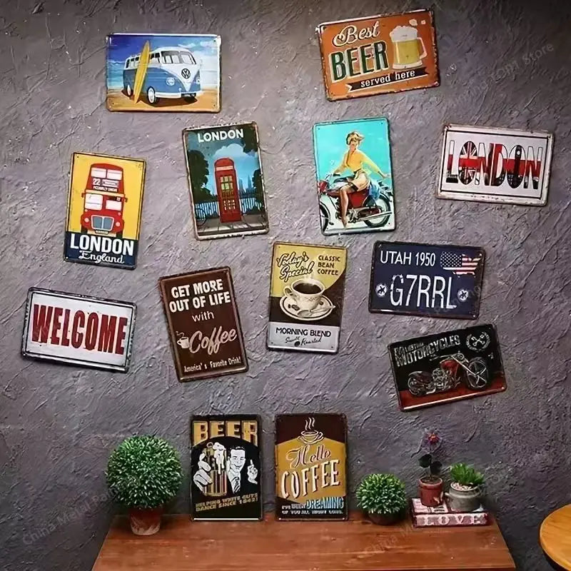 Garden Metal Brand Retro Flowers, Plant Gardening, Tools, Courtyard, Bar, Milk Tea, Country Walls, Decorative Tin Paintings
