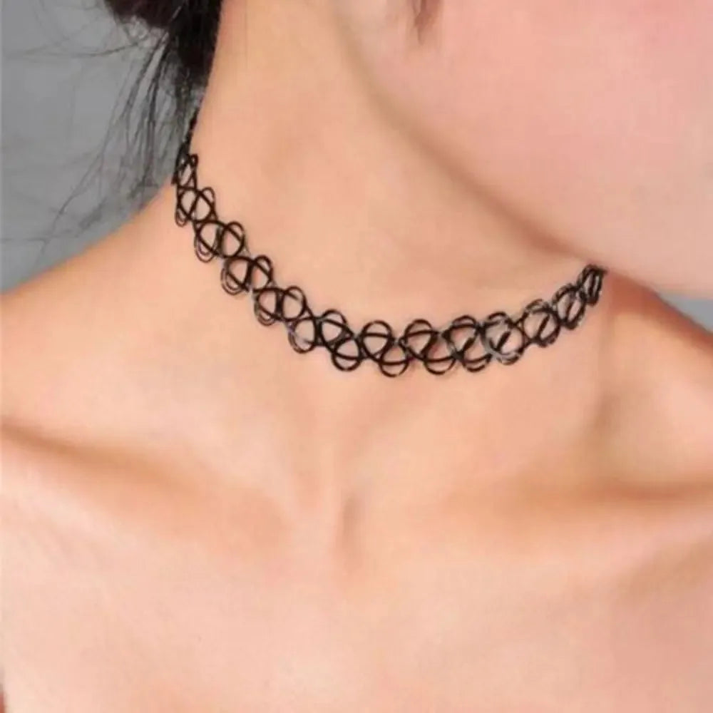 1PCS Hot Sell Vintage Hippy Stretch Tattoo Choker Necklace Elastic Chocker Necklace Fishing Line Tattoo Necklace