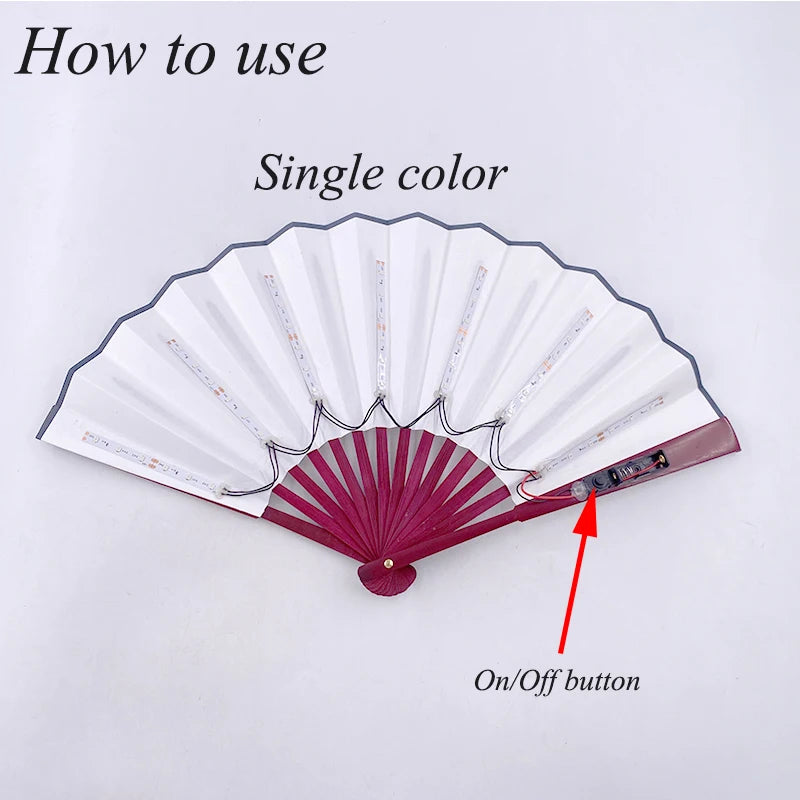 Holiday Carnival party lighting supplies  LED neon light rave fan  folding luminous fan wedding hand fan glowing in the party
