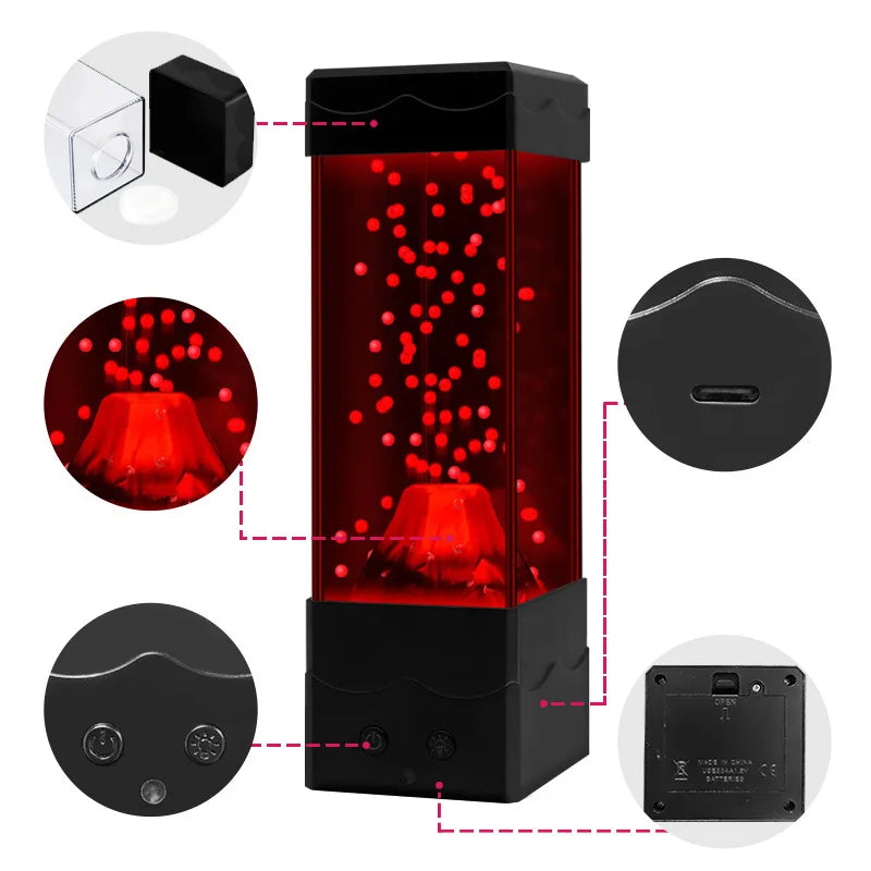 LED Lava Volcano Light Home Decoration Night Light Creative Children's Toys Desktop Decoration Lamp Boys AndGirls DIY Gift