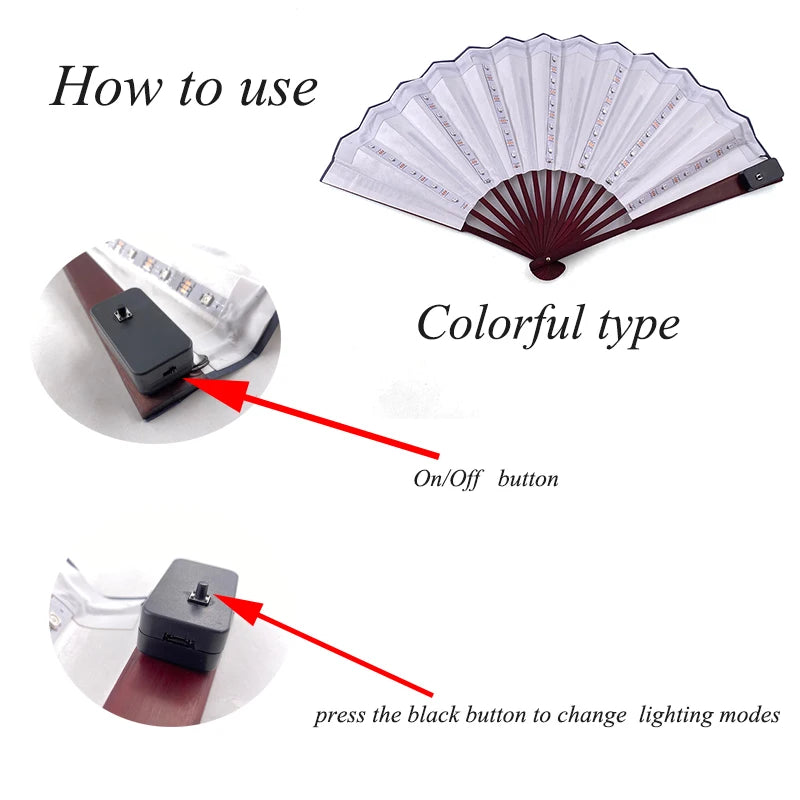 Holiday Carnival party lighting supplies  LED neon light rave fan  folding luminous fan wedding hand fan glowing in the party
