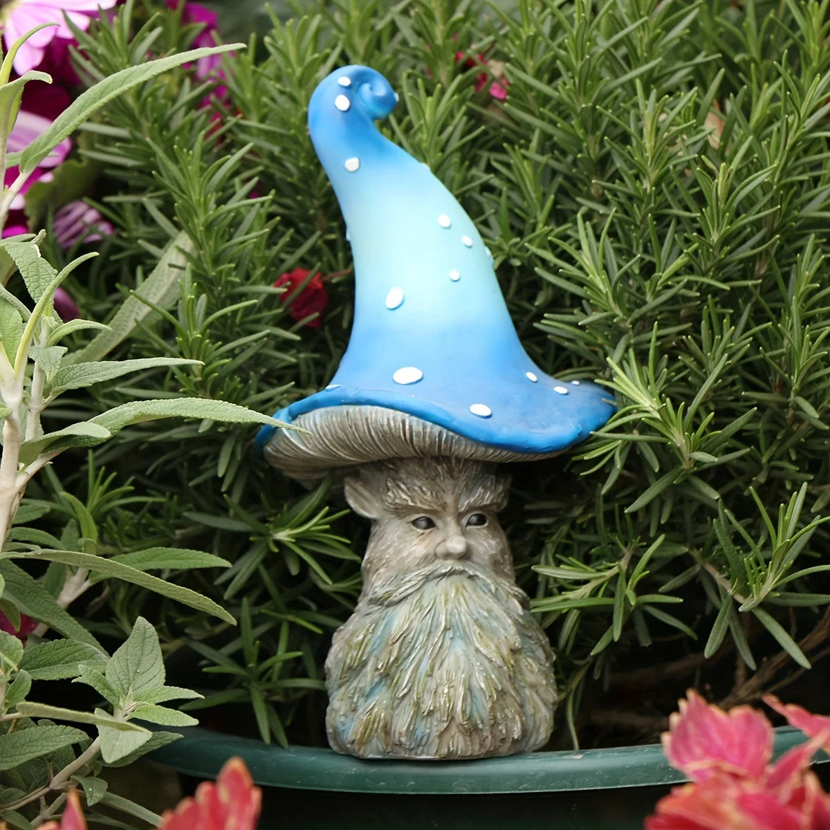 Facial Genie Mushroom Outdoor Sculpture Garden Ornament Accessories Courtyard, Lawn and Gardening