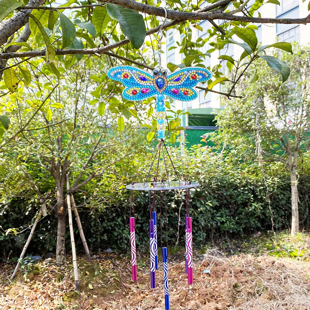 Acrylic Wind Chime Bell Pendant Diamond Painting Wind Chimes Special Shape DIY Rhinestones Wind Chime Kit for Home Garden Window
