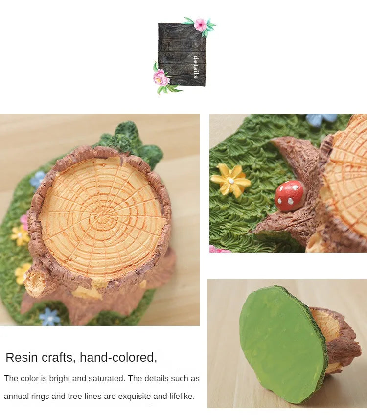 Cute Grassland Tree Hole Decoration Creative Micro Landscape Cartoon Ins Home Decoration Resin Crafts Home Decor Fairy Garden