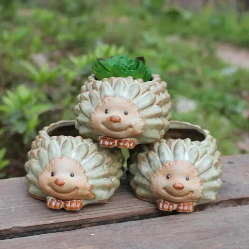 Hedgehog-shaped Ceramic Kiln Glaze Planter (1pc) - Garden Succulent Pot, Cute Bonsai Flower Pot, Decoration