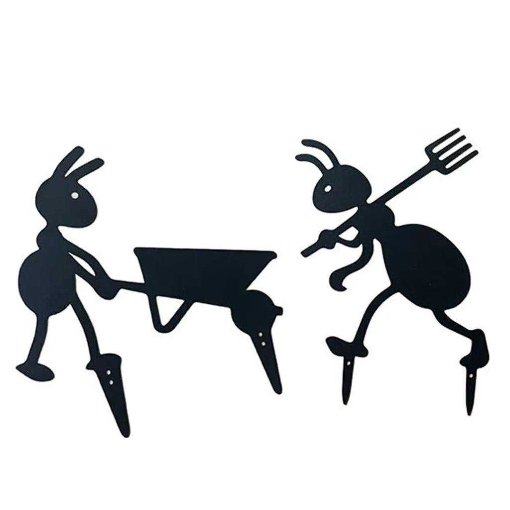HelloYoung Metal Ant Garden Ornaments Yard Art Backyard Lawn Stakes Iron Crafts Decorative Ants for Garden Decor