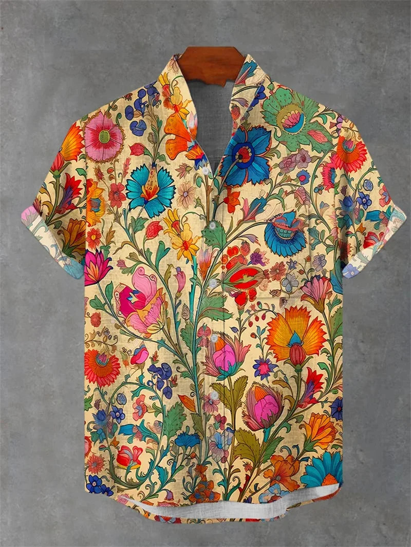 20225 Fashion Luxury Tropical Style Hawaiian Shirt 3D Digital Printing Men's Short Sleeve Collar Shirt