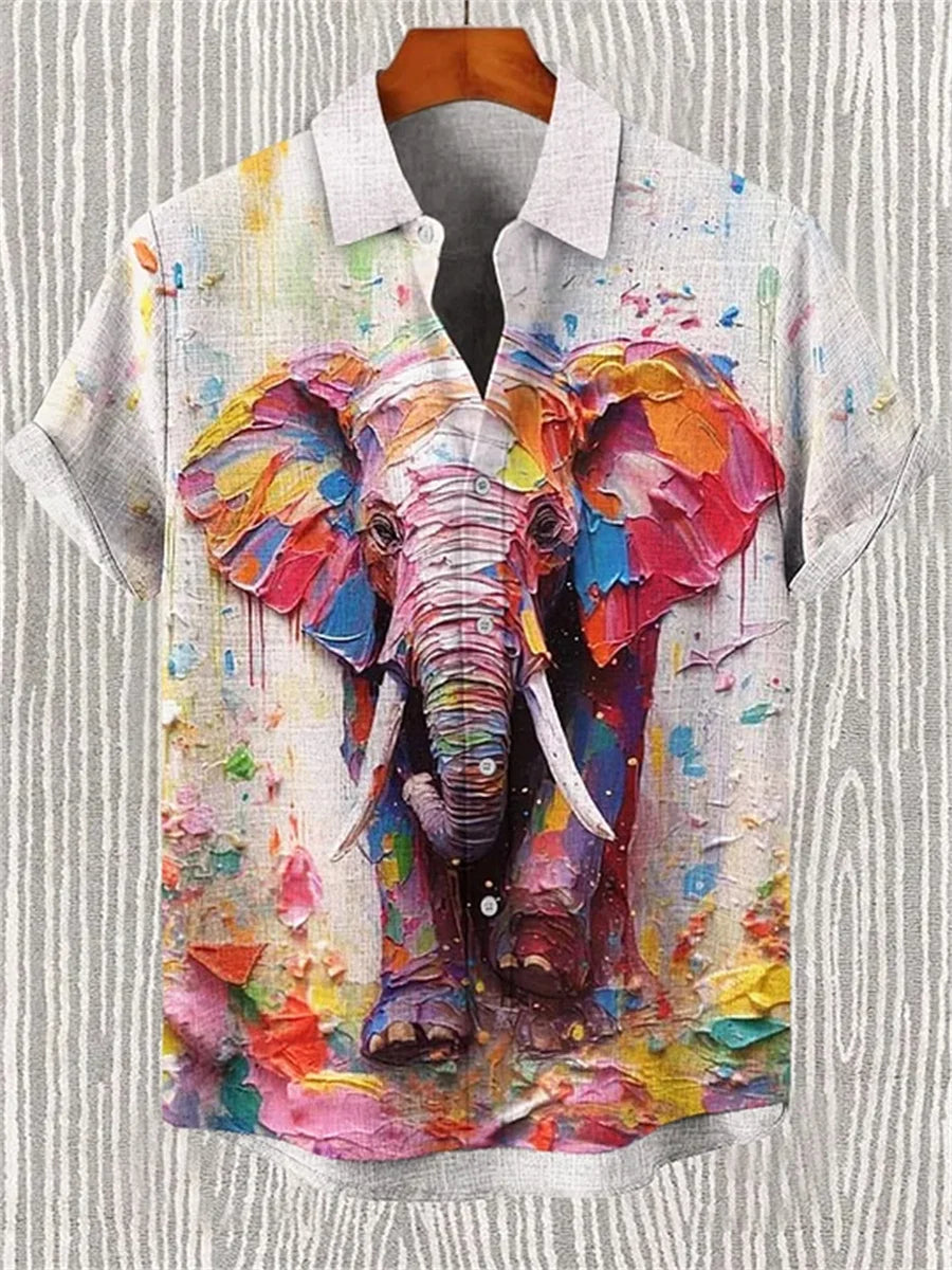 Men's short-sleeved shirt, stylish fighter jet print, breathable casual top, trendy retro pattern, personalized Hawaiian shirt.