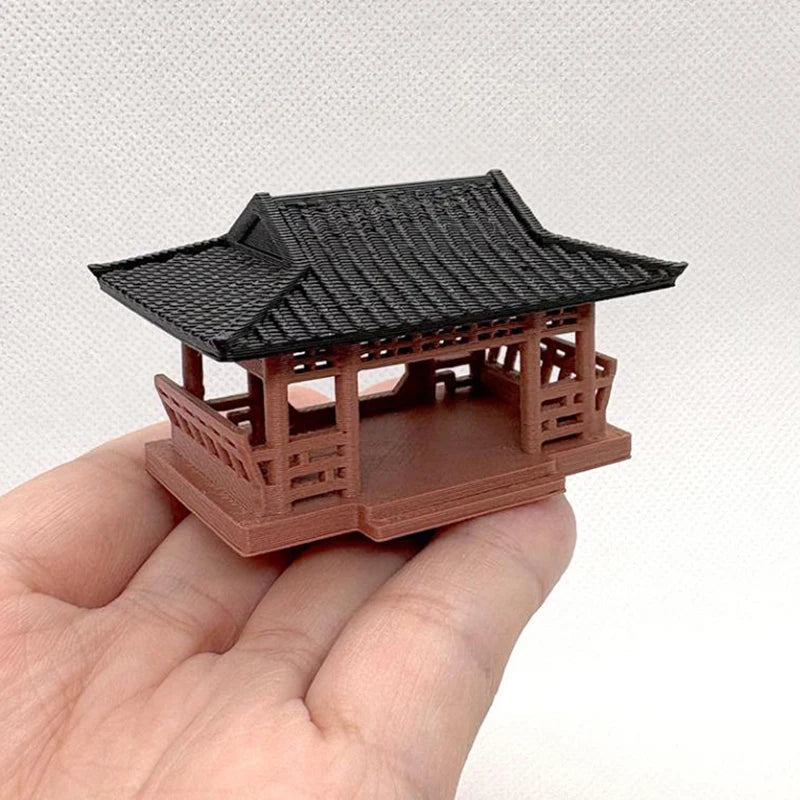 Miniature Pavilion Figurine Bonsai Nament Garden Decor Micro Landscape Statue Gazebo Model Zen Garden Supplies Yard Rockery
