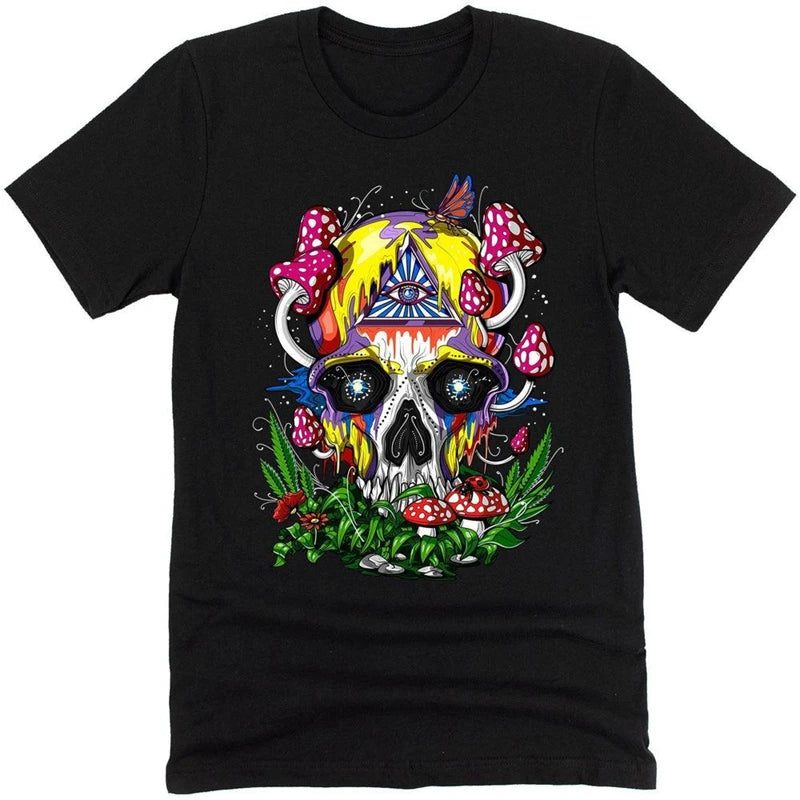 Fantasy Mushrooms Hippie Men T-shirt Solid Simple Print Graphic Short Sleeve T-shirts Alien Dwarf Print Summer Funny Tee Top