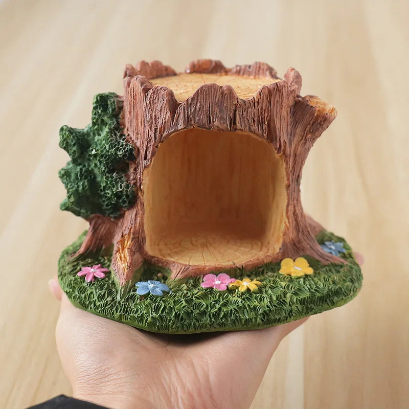 Cute Grassland Tree Hole Decoration Creative Micro Landscape Cartoon Ins Home Decoration Resin Crafts Home Decor Fairy Garden