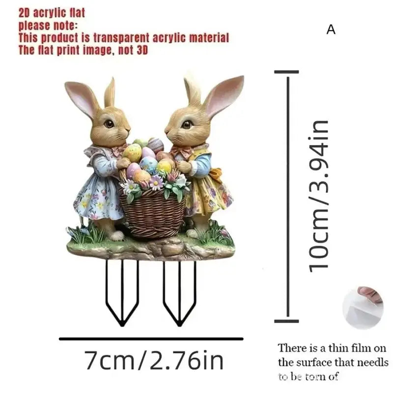 1PC Cute Strawberry Hedgehog Garden Decoration 2D Flat Acrylic Ground Insert With Classic Spring Elements