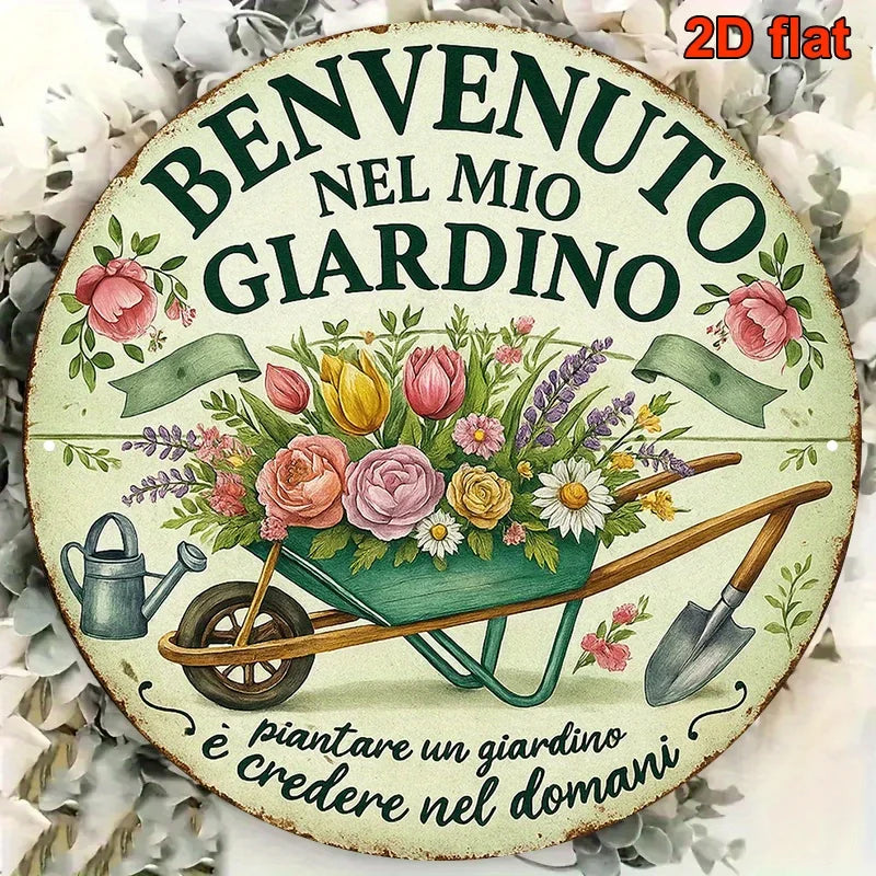 A vintage decorative sign with the design 'Welcome to My Garden,' garden-themed, a perfect choice for room decoration