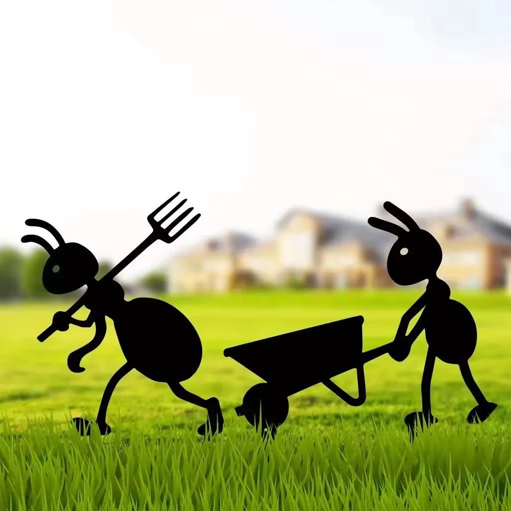 HelloYoung Metal Ant Garden Ornaments Yard Art Backyard Lawn Stakes Iron Crafts Decorative Ants for Garden Decor