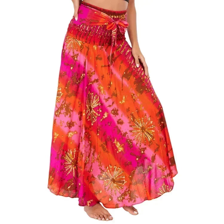 Sexy Summer Long Boho Bottom Women Skirt Vintage Casual Ropa Mujer Faldas Loose Fashion y2k Maxi Skirts Woman Clothing Saia Jupe