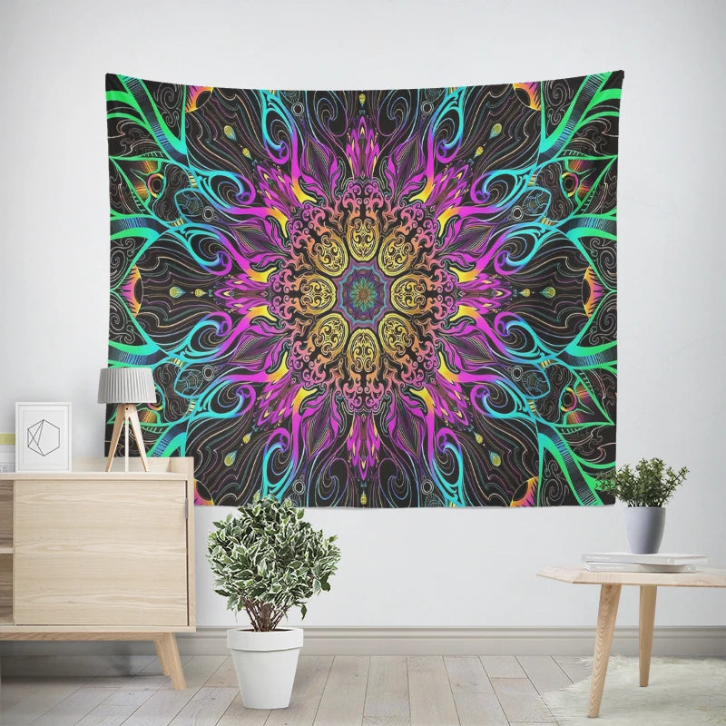 Hippie Mandala Tapestrys India Bohemian Psychedelic Bedding Decor Tapestry Aesthetic Vintage Wall Tapestry Art Tapestry Tapiz