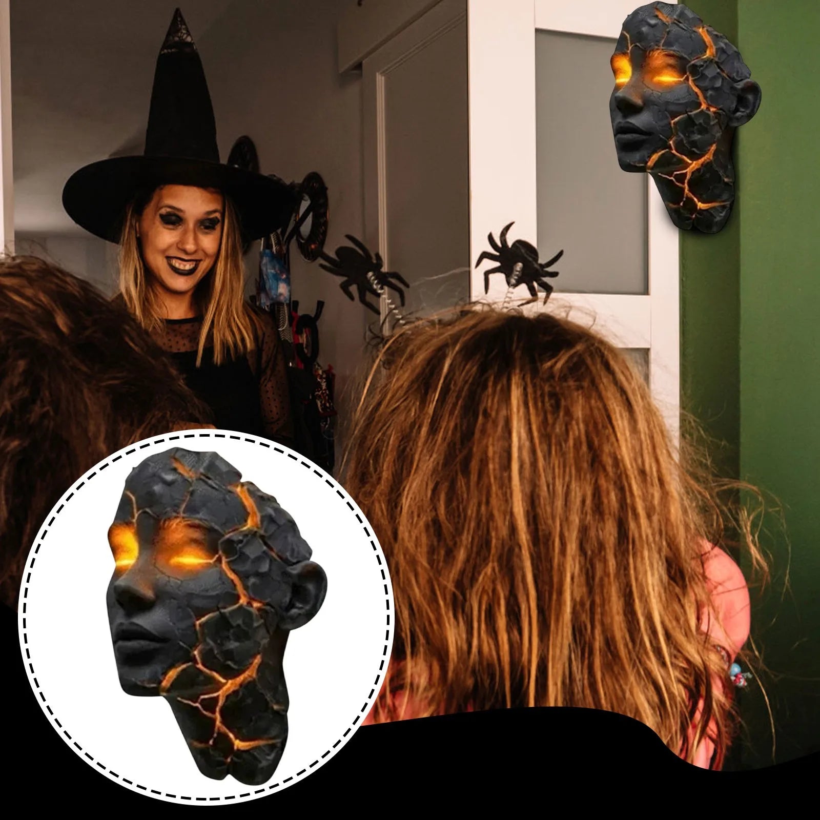 Halloween Lava Stone Skull Lamp Skull Desk Lamp with Spooky Led Light for Halloween Party Mantel Decoration Unique Room Accent