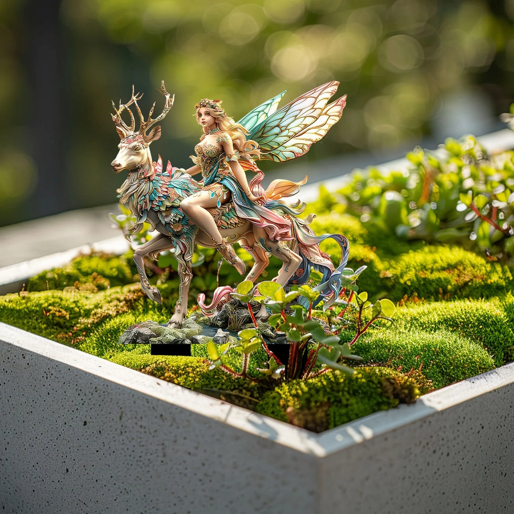 Magical Deer and Forest Elf Garden Stakes, Acrylic Garden Grounds, Pottery Plants, Decorative Scene Decoration
