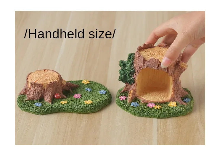 Cute Grassland Tree Hole Decoration Creative Micro Landscape Cartoon Ins Home Decoration Resin Crafts Home Decor Fairy Garden
