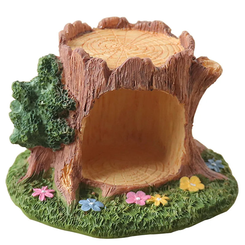 Cute Grassland Tree Hole Decoration Creative Micro Landscape Cartoon Ins Home Decoration Resin Crafts Home Decor Fairy Garden
