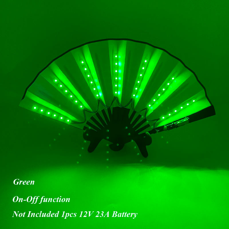 Holiday Carnival party lighting supplies  LED neon light rave fan  folding luminous fan wedding hand fan glowing in the party