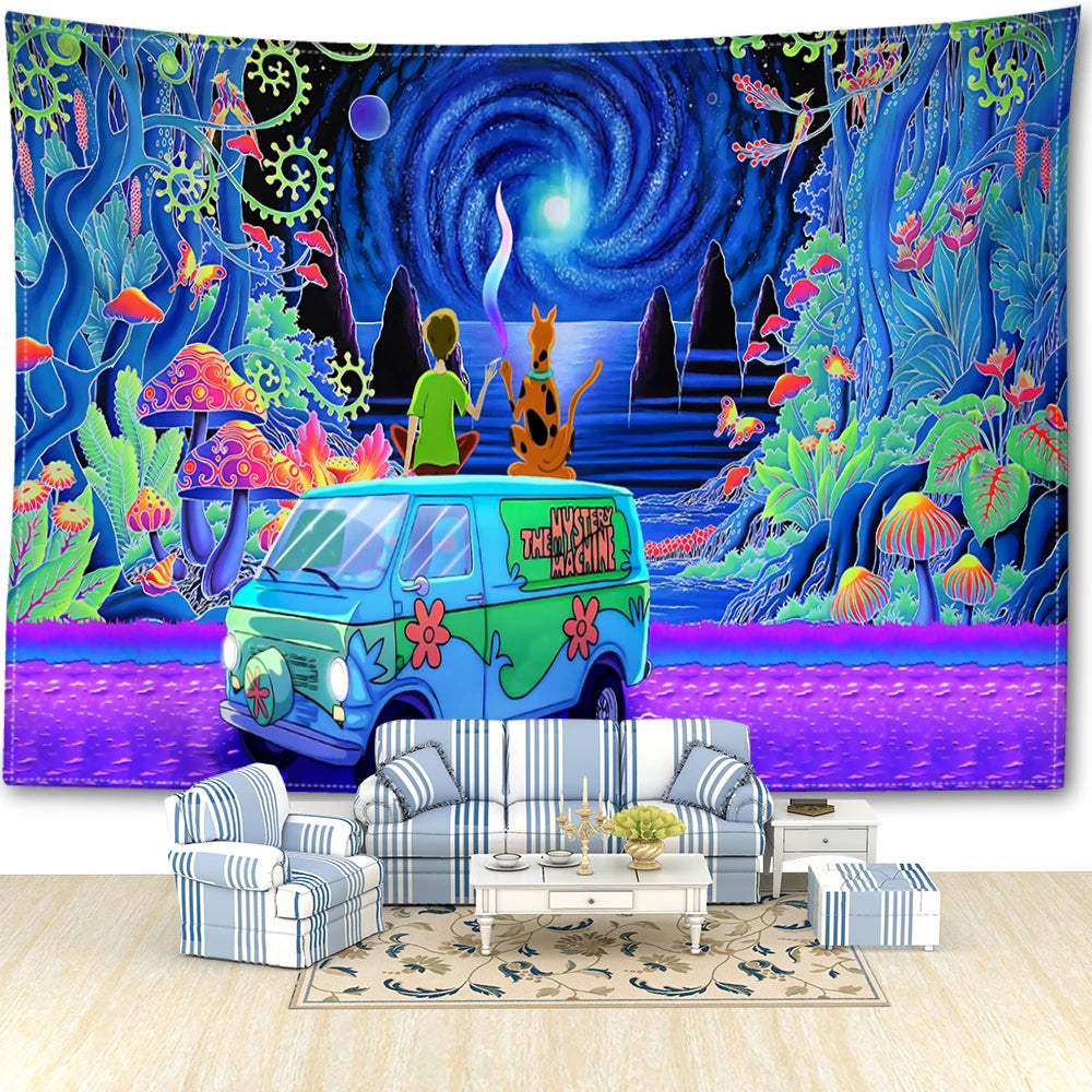 Trippy Mushroom Forest Tapestry scooby