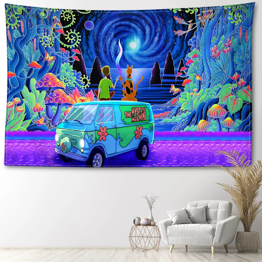 Trippy Mushroom Forest Tapestry scooby