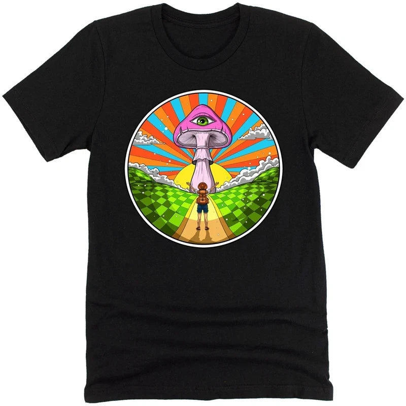 Fantasy Mushrooms Hippie Men T-shirt Solid Simple Print Graphic Short Sleeve T-shirts Alien Dwarf Print Summer Funny Tee Top