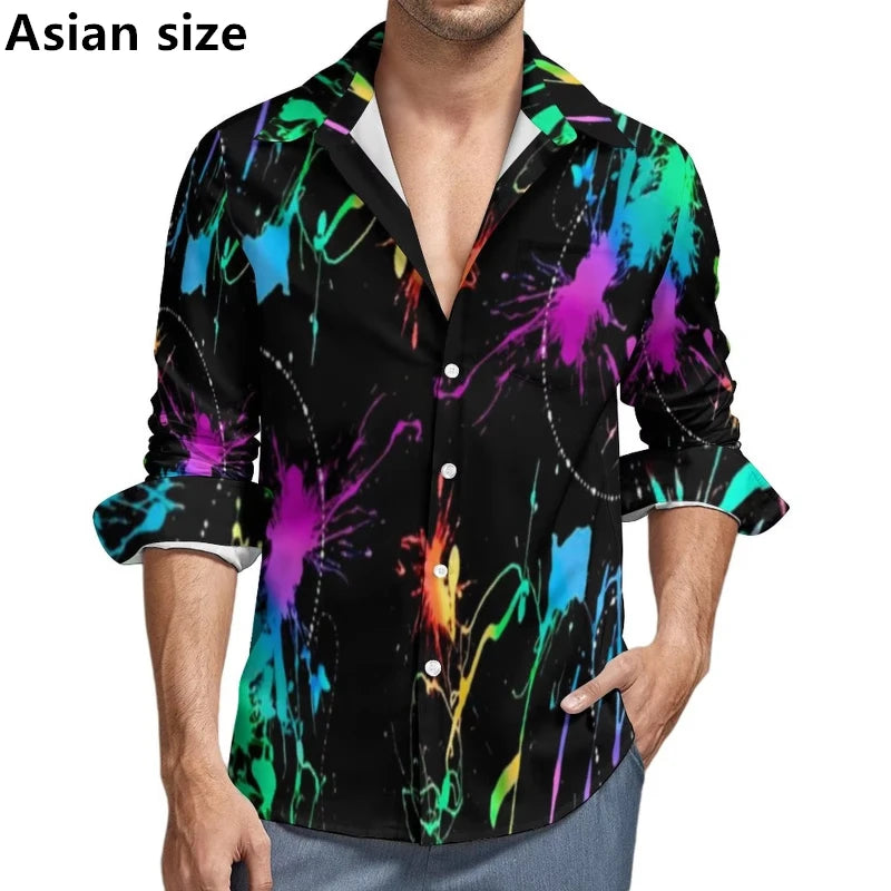 Tie-dye 3D Printed Pattern Shirt Colorful Men Long Sleeve Shirts Spring Autumn Casual  Man Elegant Blouses Y2k Unisex Clothes