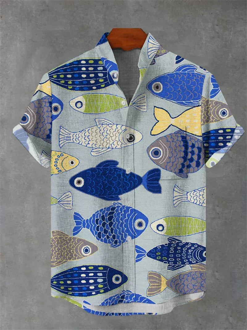 20225 Fashion Luxury Tropical Style Hawaiian Shirt 3D Digital Printing Men's Short Sleeve Collar Shirt
