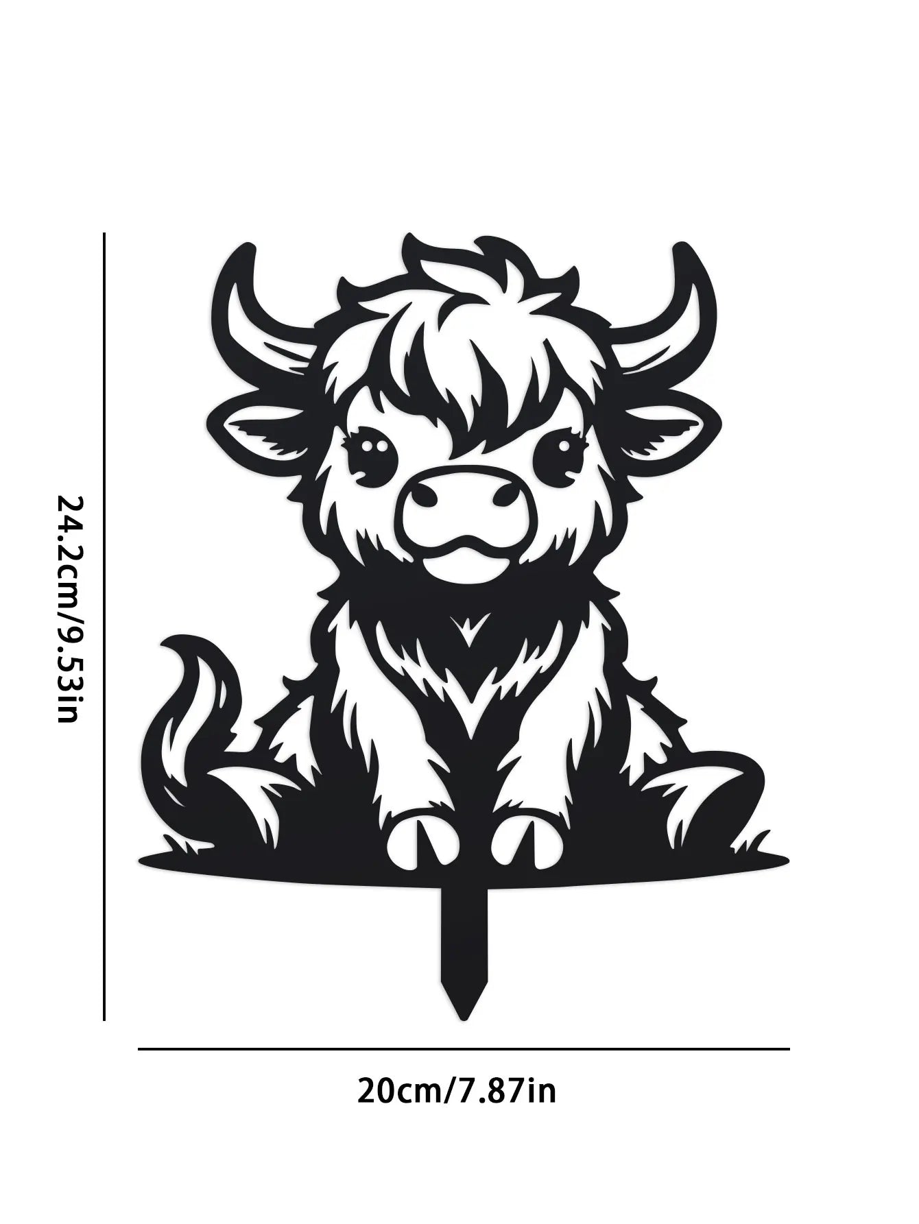 A Charming Highland Cow Garden Stake, Durable Cartoon Animal Garden Decoration, Rustic Cottage Metal Art, Spring Outdoor Decor