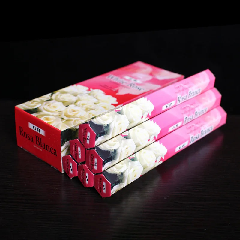 Y 120 Sticks Indian Incense White Rose Meditation Yoga Bedroom Household Incense Hotel Purifying Air Deodorization Aromatherapy