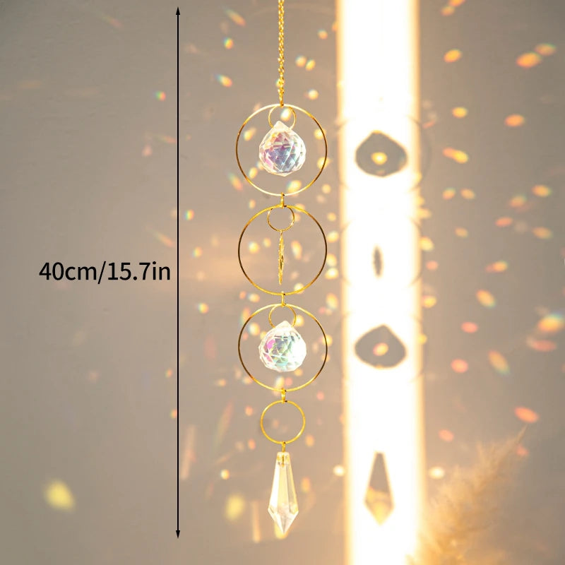 Crystal Suncatcher Moon Star Rainbow Sun Catcher Wind Chime Pendant Sun Catcher Pendants Outdoor Garden Yard Hanging Decor