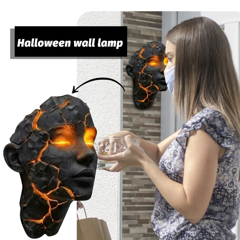 Halloween Lava Stone Skull Lamp Skull Desk Lamp with Spooky Led Light for Halloween Party Mantel Decoration Unique Room Accent