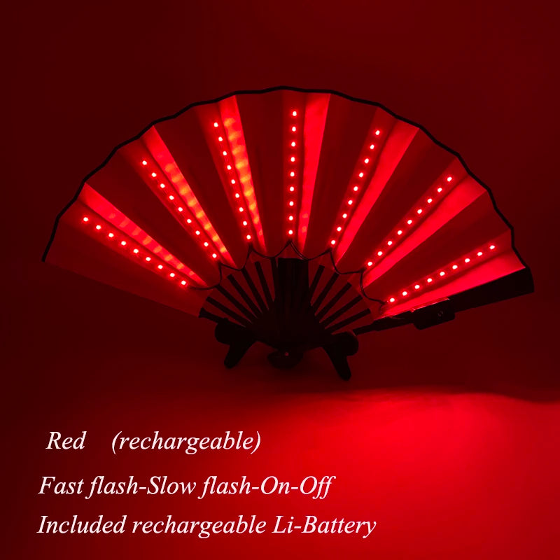 Holiday Carnival party lighting supplies  LED neon light rave fan  folding luminous fan wedding hand fan glowing in the party