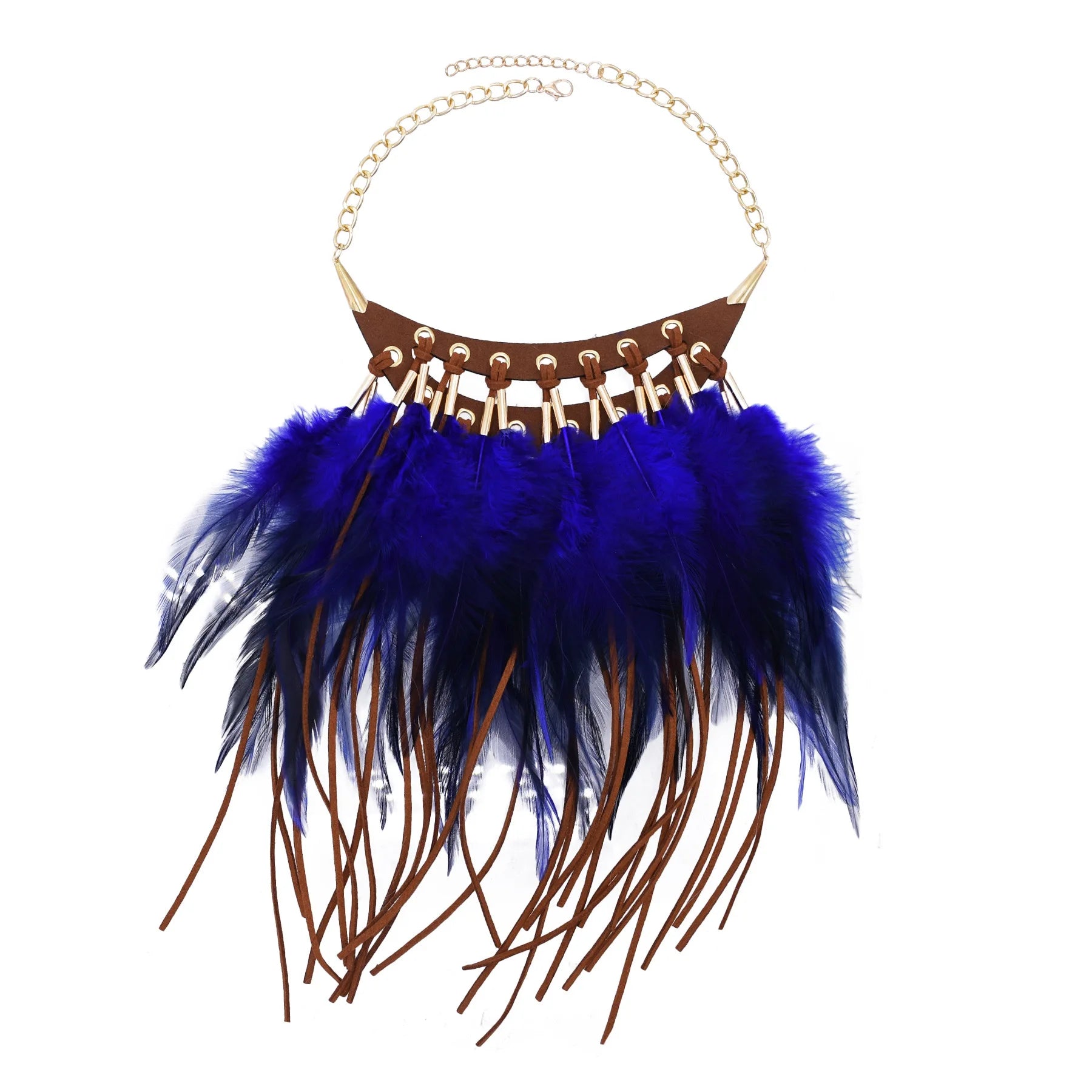 Black Brown Long Feather Pendants Indian Ethnic Necklace Vintage Bohemia African Hyperbole Hippie Charm Collar Statement Jewelry